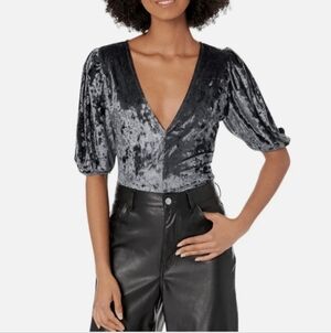 #21 Free People Elegant Gray Velvet Women's Bodysuit